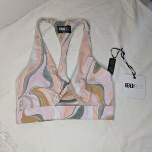 Beach Riot Sport Marble Print Halter Sports Bra (Size Small)